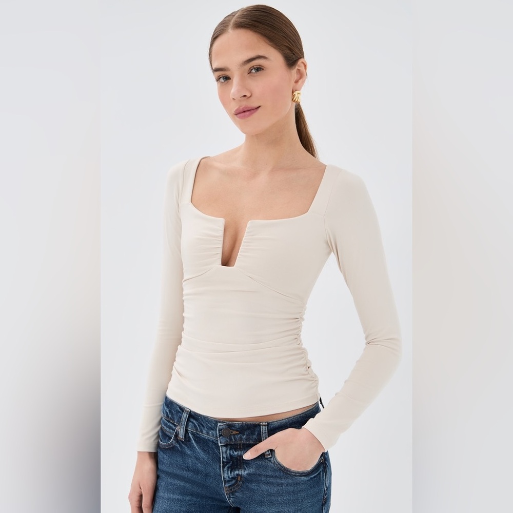 Susana Monaco Cream Long Sleeve Top